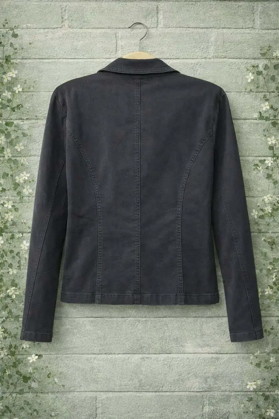 Angels Forever Young Black Washed Denim Blazer Jacket Size L